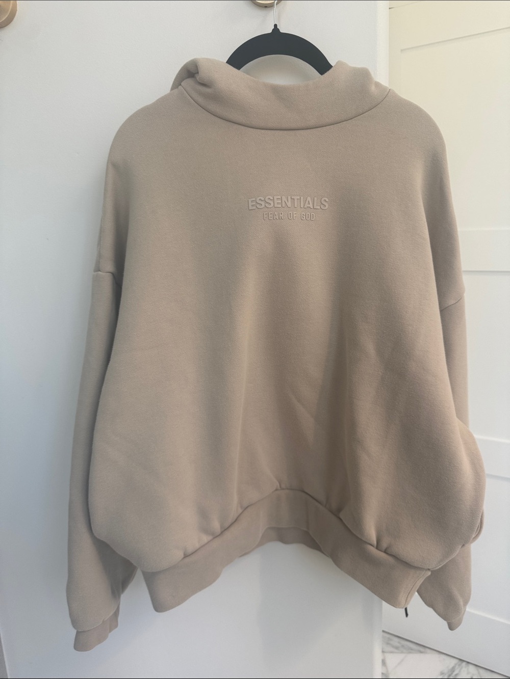 Essentials Neutral Beige Oversized Pullover Hoodie